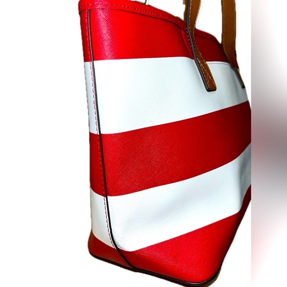 MICHAEL Michael Kors Jet Set Travel Stripe Large Travel Tote Red/White - Picture 5 of 12